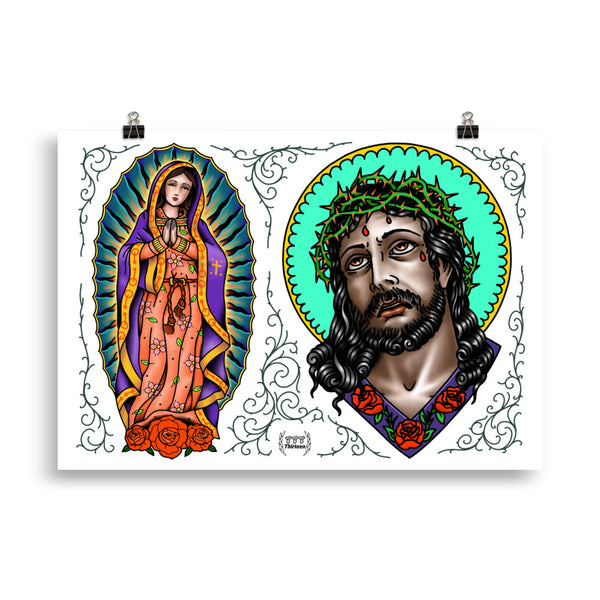 LADY & JESUS Tattoo Flash - Art Print