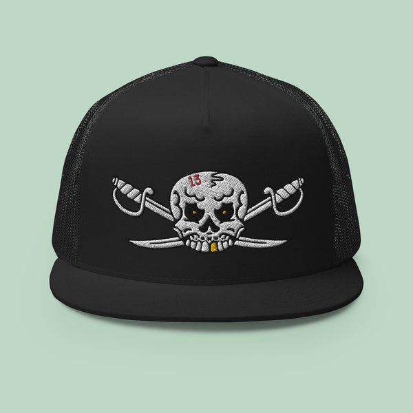 SKULL AND CROSS SWORDS TRUCKER CAP