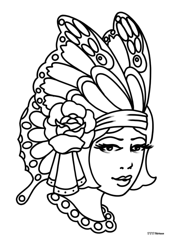 BUTTERFLY GIRL Colouring Sheet