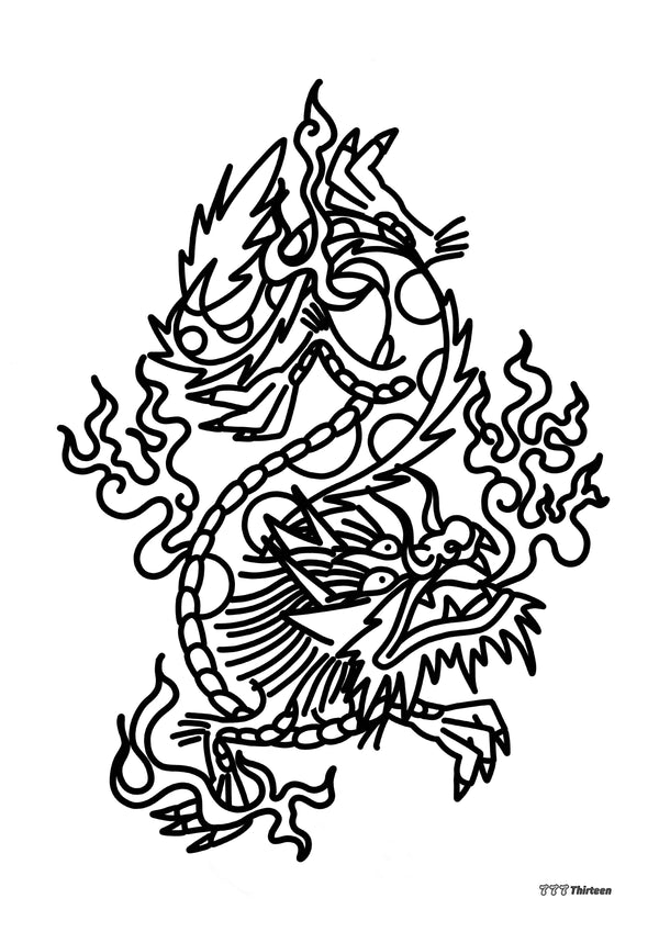 FIRE DRAGON Colouring Sheet