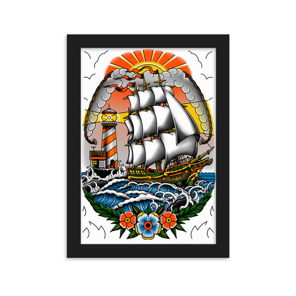 SHIP AT SEA Framed Art Print