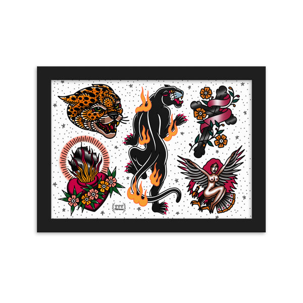 CATS & CRUCIFIX Framed Art Print