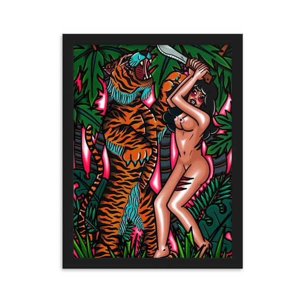 TIGER FIGHT Framed Art Print