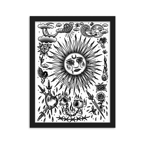 SAD SUN Framed Art Print