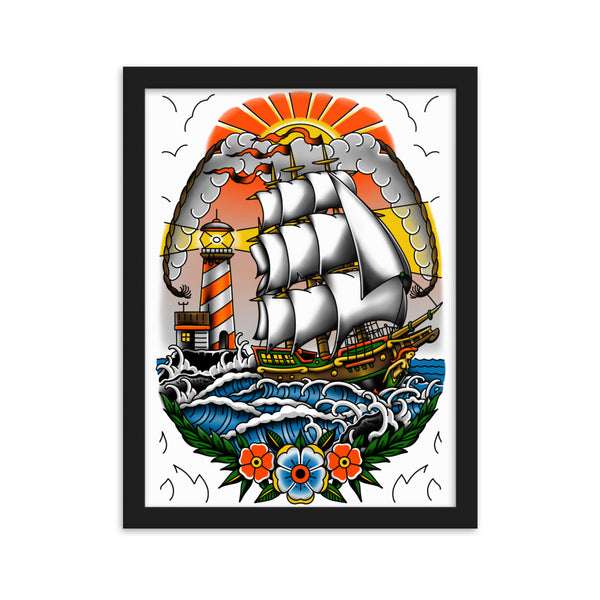 SHIP AT SEA Framed Art Print