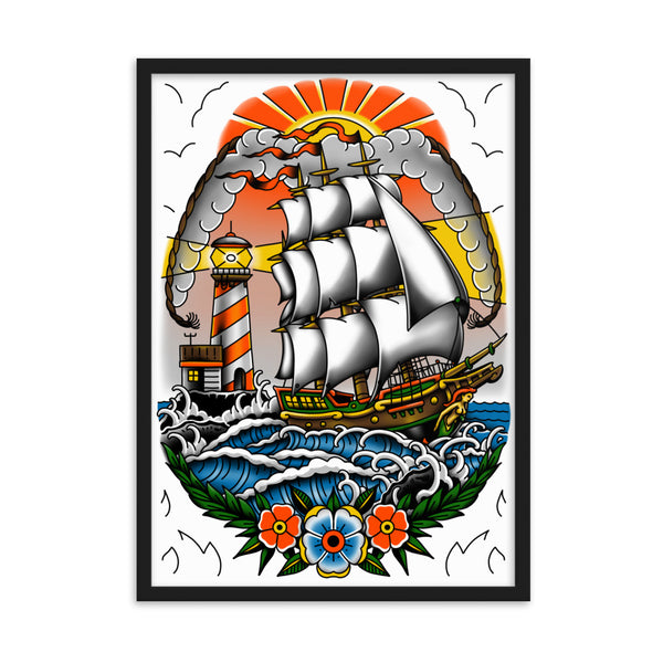 SHIP AT SEA Framed Art Print