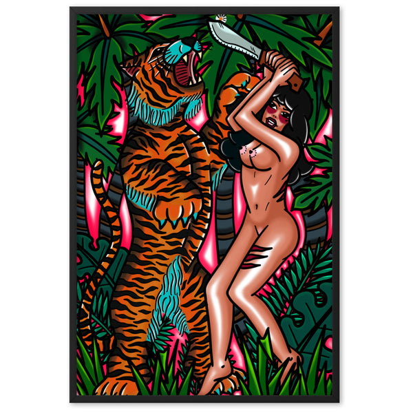 TIGER FIGHT Framed Art Print