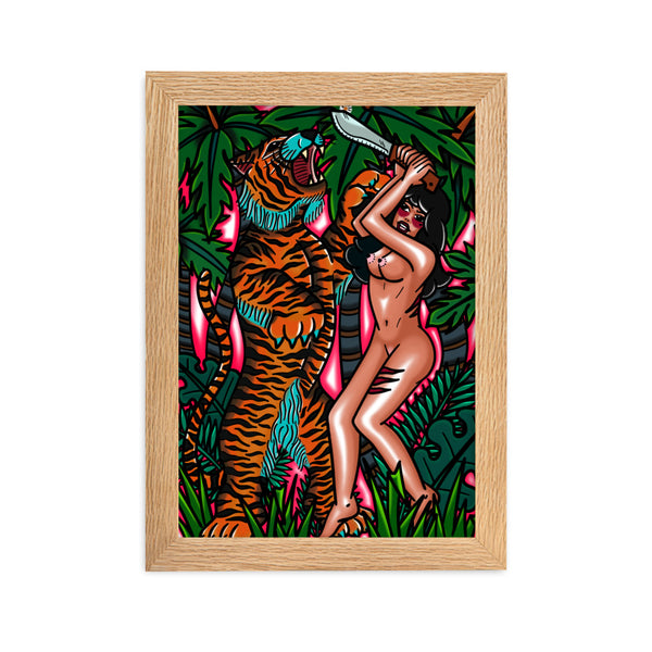 TIGER FIGHT Framed Art Print