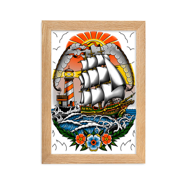 SHIP AT SEA Framed Art Print