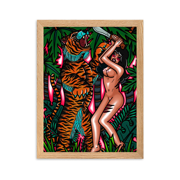 TIGER FIGHT Framed Art Print