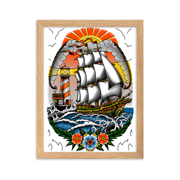 SHIP AT SEA Framed Art Print