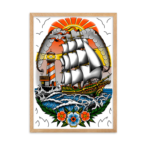 SHIP AT SEA Framed Art Print