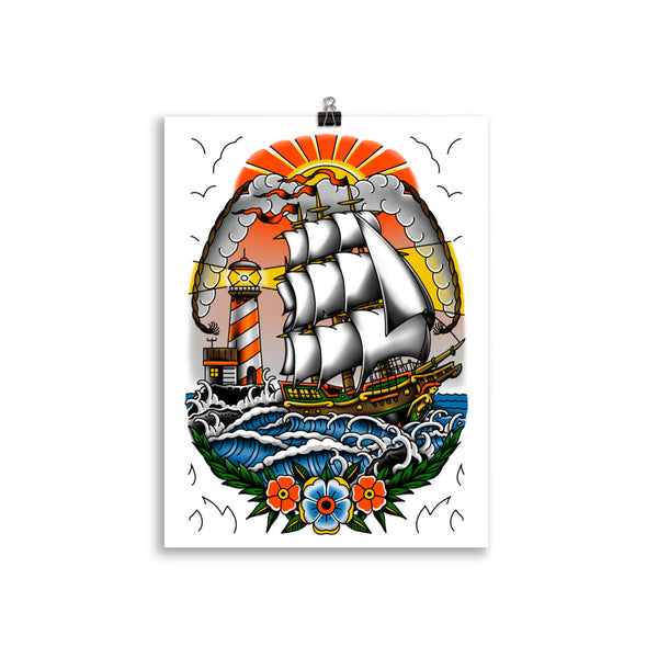 SHIP AT SEA Art Print