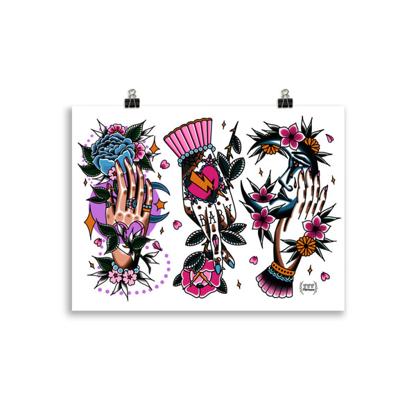 HANDS Tattoo Flash - Art Print