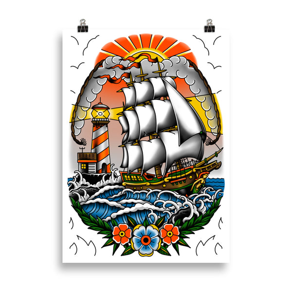 SHIP AT SEA Art Print