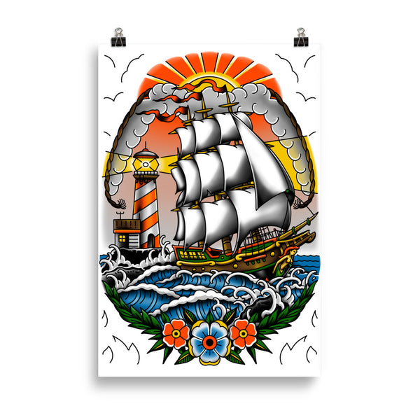 SHIP AT SEA Art Print