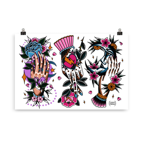 HANDS Tattoo Flash - Art Print