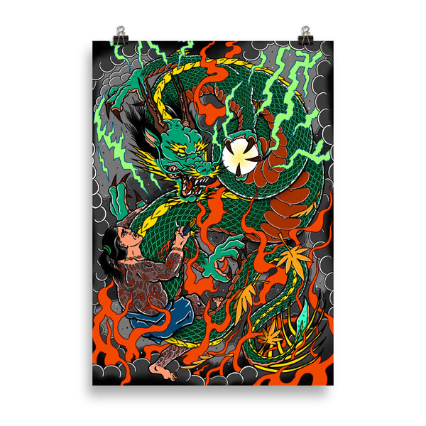 MAN VS DRAGON Art Print