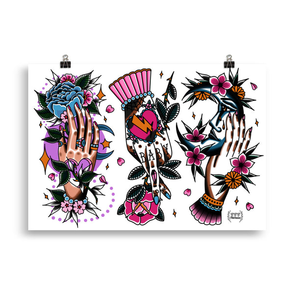 HANDS Tattoo Flash - Art Print