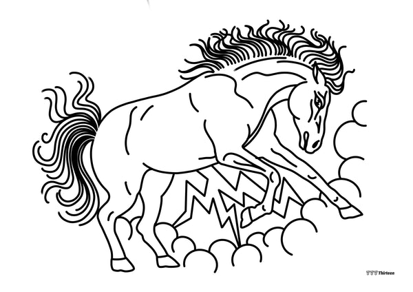 HORSE AND STORM Colouring Sheet